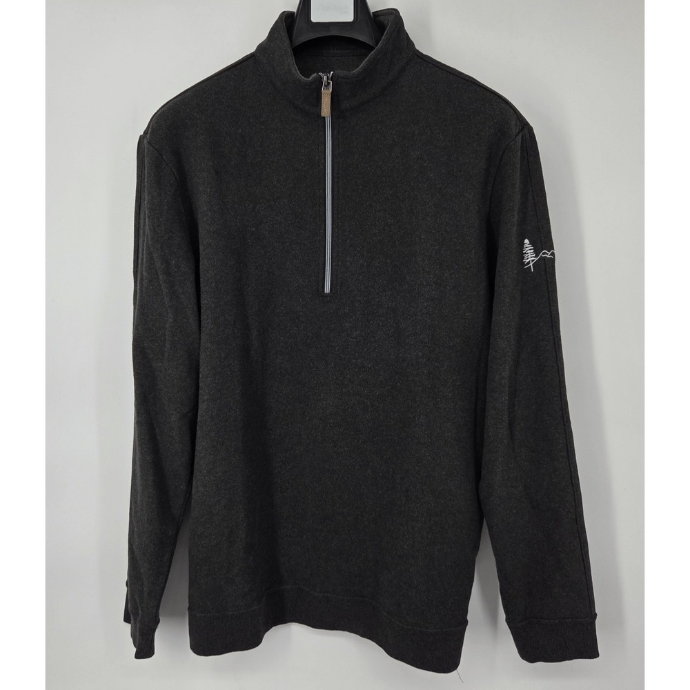 Straight Down 1/4 Zip Pullover Mens Medium Dark Gray Cotton Knit Heavyweight‎